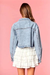 Rareraw - Denim Bow Pocket Cropped Jacket