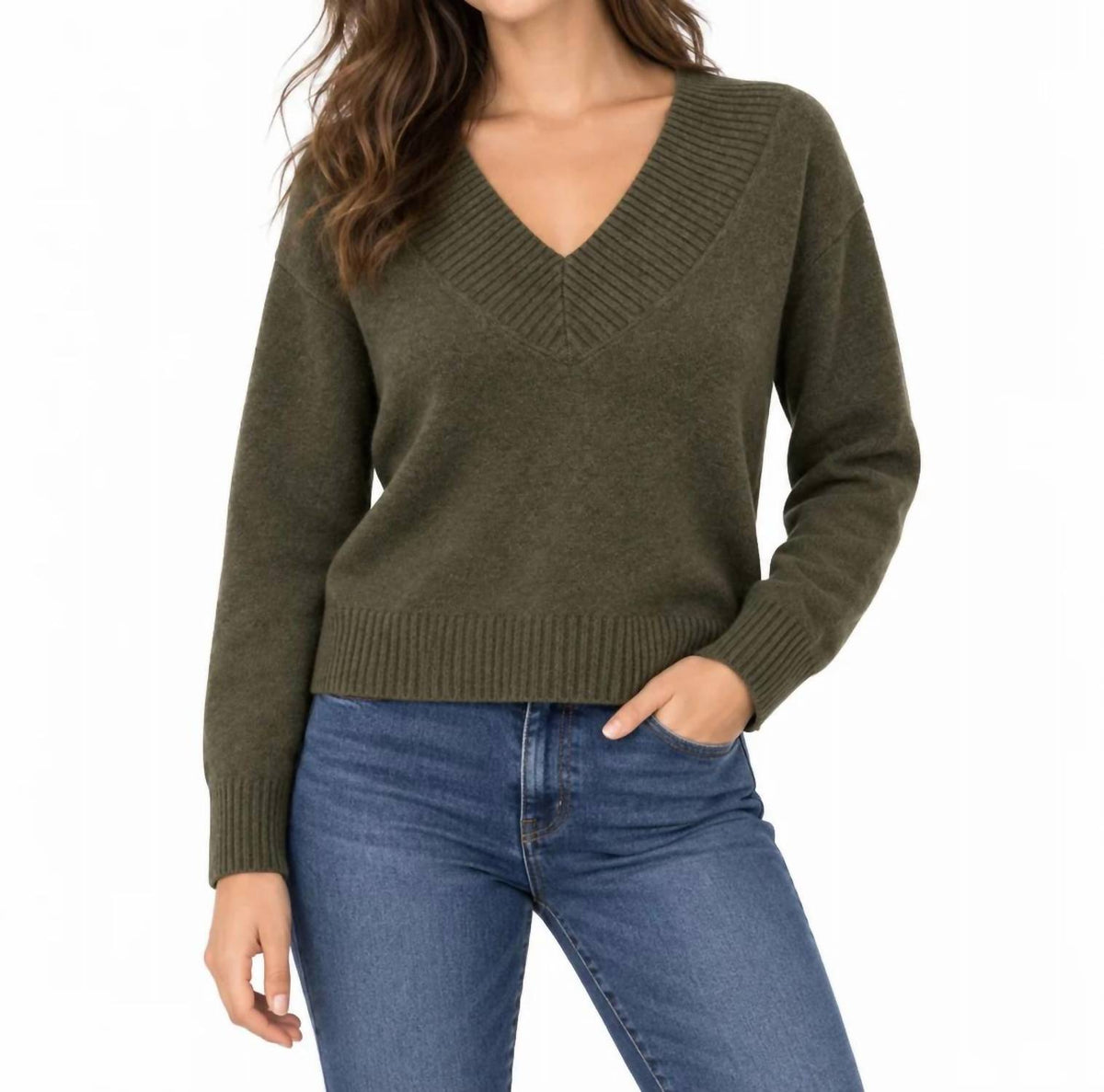 Rd Style - Long Sleeve V-neck Pull-over Sweater