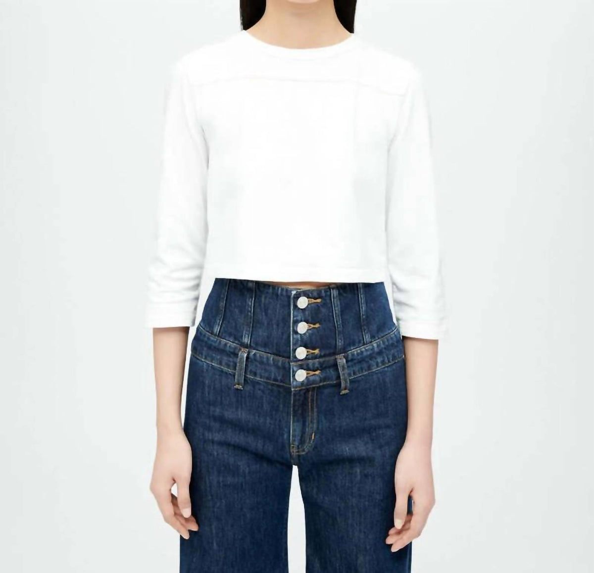 Re/Done - Cropped Varsity Long Sleeve Tee