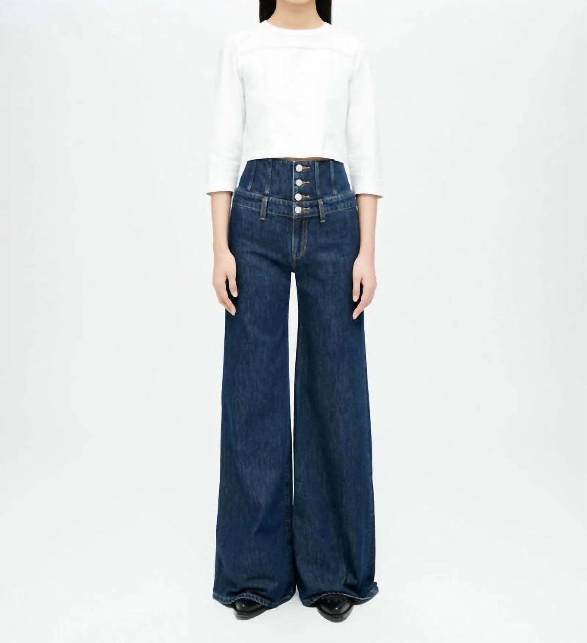 Re/Done - Cropped Varsity Long Sleeve Tee