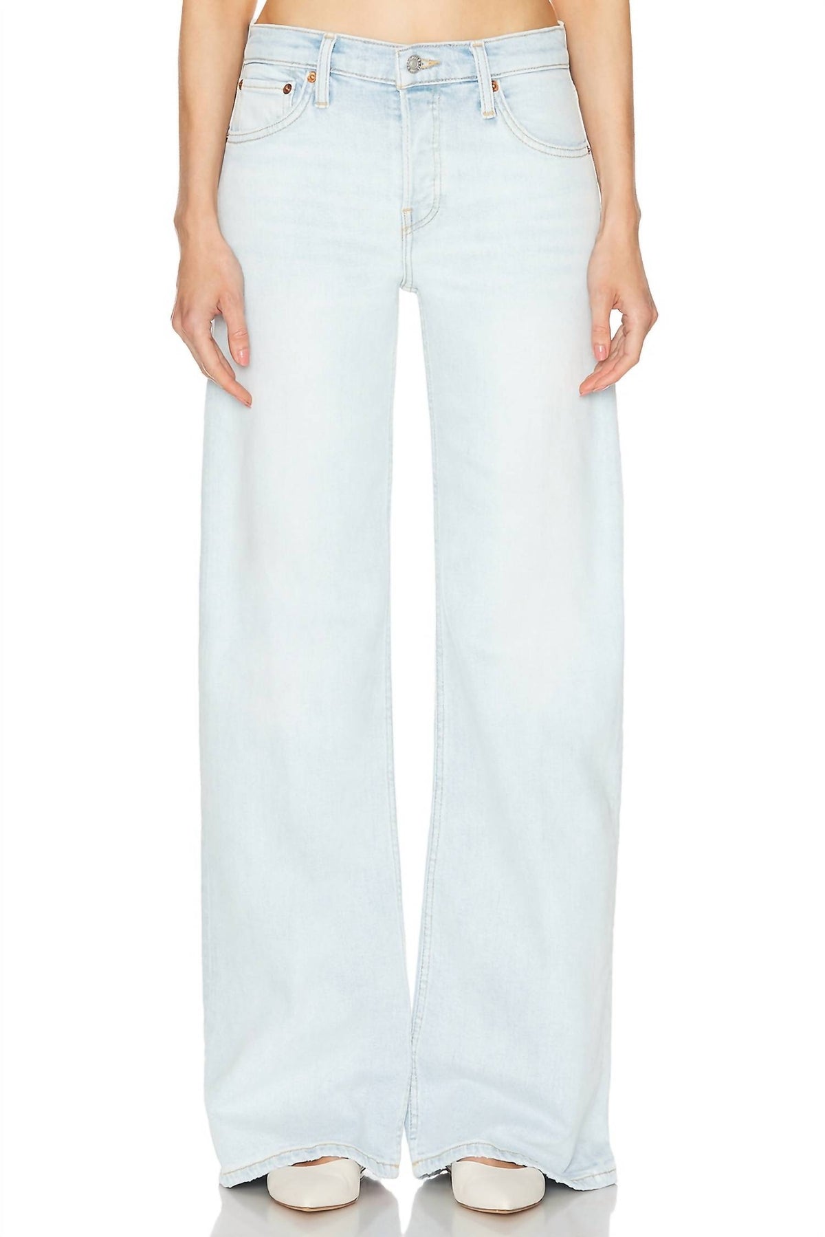 Re/Done - Mid Rise Wide Leg Jean