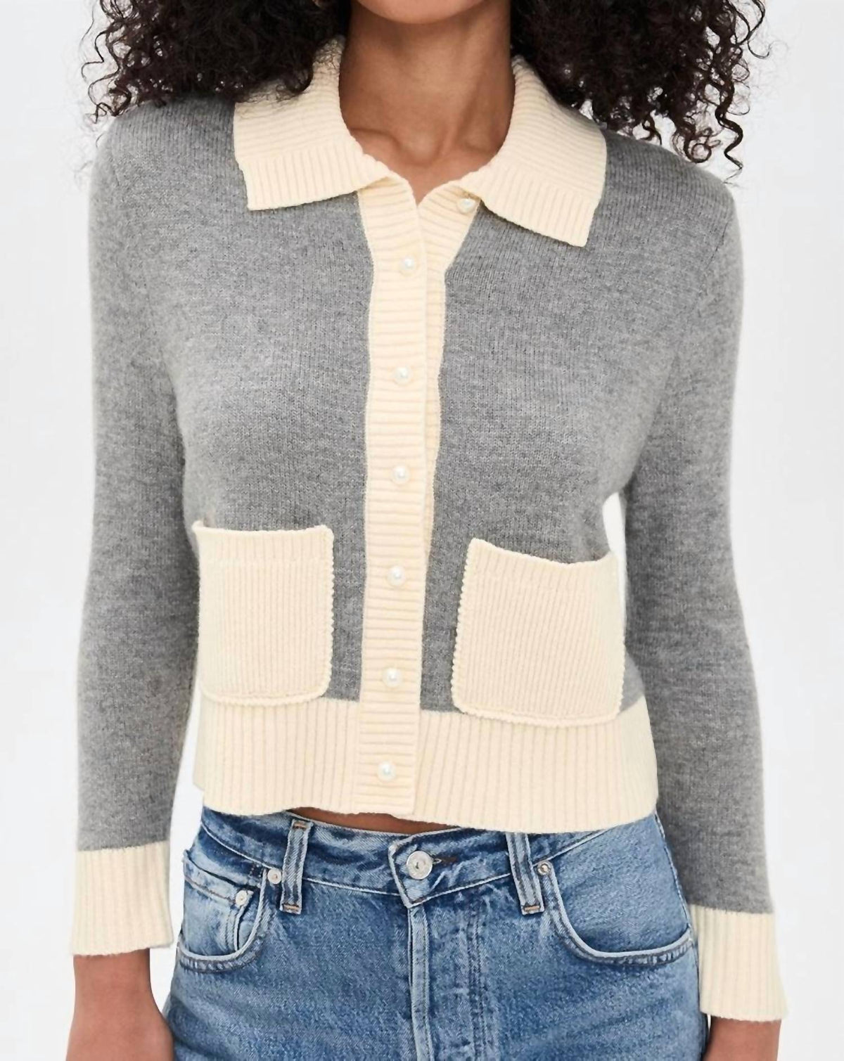 Re/Done - Pearl Contrast Cardigan