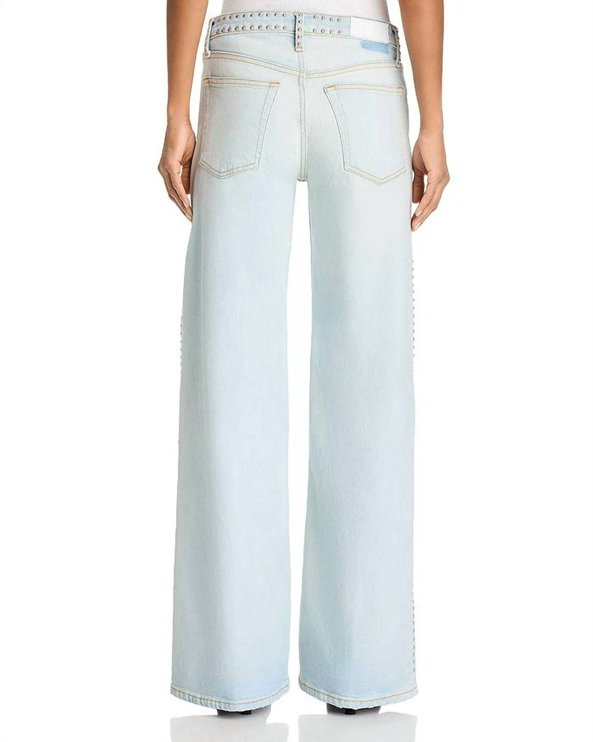 Re/Done - Studded Mini Rise Wide Leg Jeans