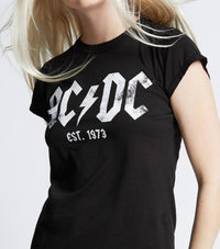 Recycled Karma - Ac/dc 1973 Baby Top - black - clothing - cotton