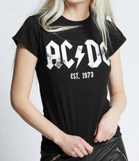 Recycled Karma - Ac/dc 1973 Baby Top - black - clothing - cotton