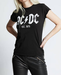 Recycled Karma - Ac/dc 1973 Baby Top - black - clothing - cotton