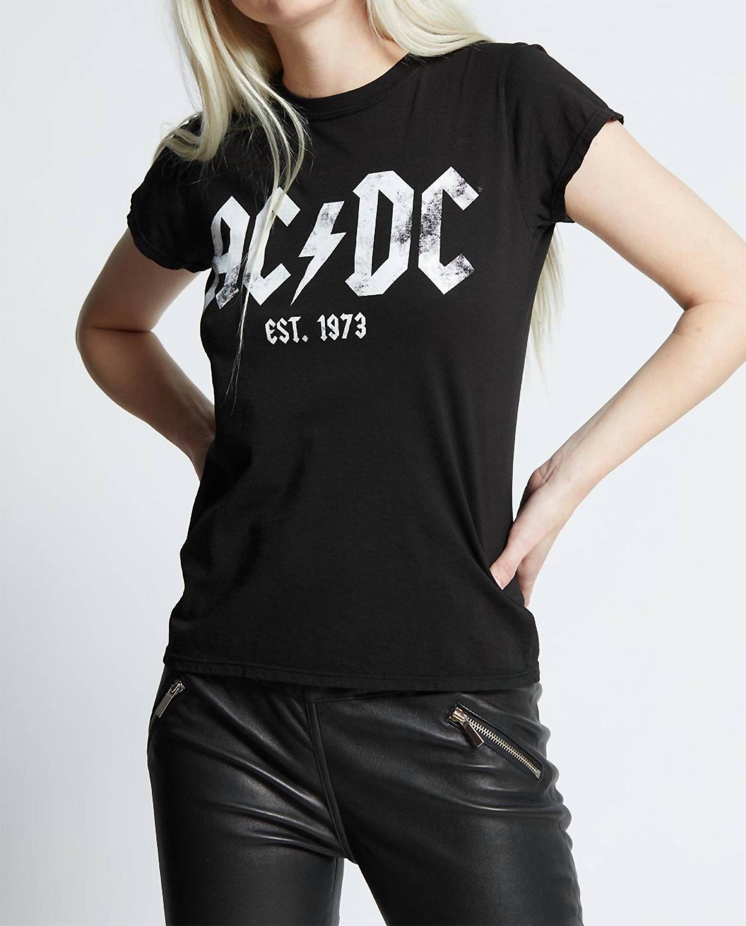 Recycled Karma - Ac/dc 1973 Baby Top - black - clothing - cotton