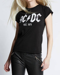 Recycled Karma - Ac/dc 1973 Baby Top - black - clothing - cotton