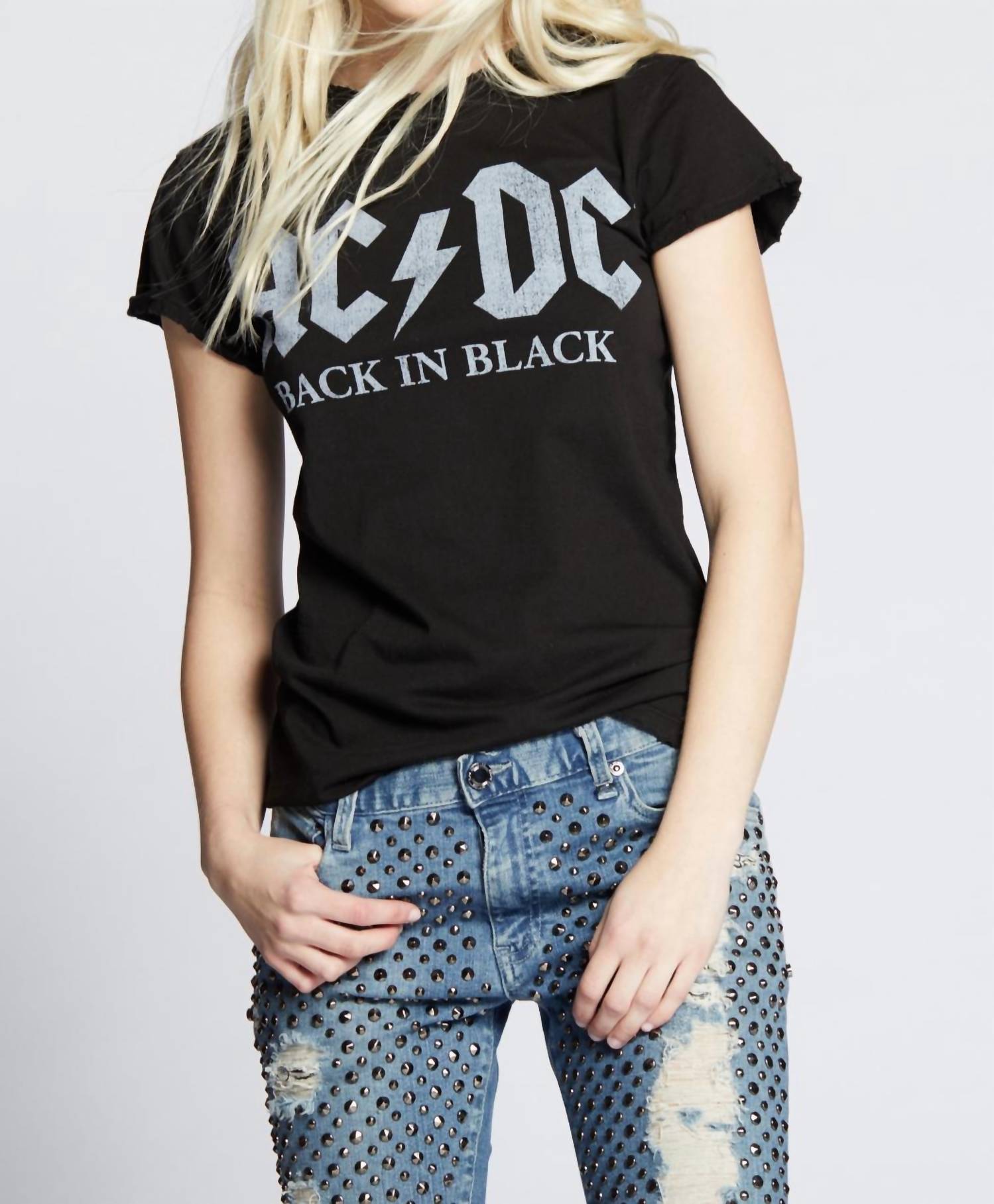 Recycled Karma - Ac/dc Back Top - black - clothing - graphic