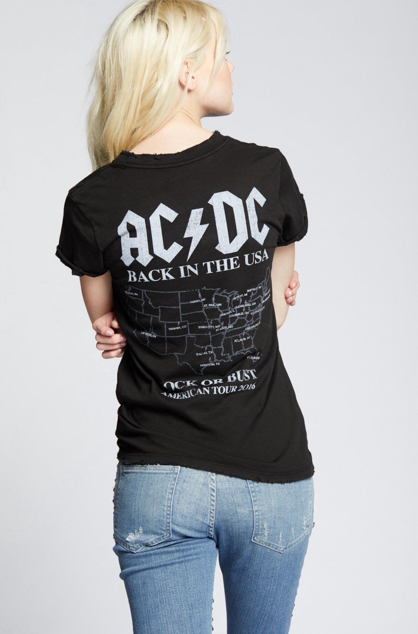 Recycled Karma - Ac/dc Back Top - black - clothing - graphic