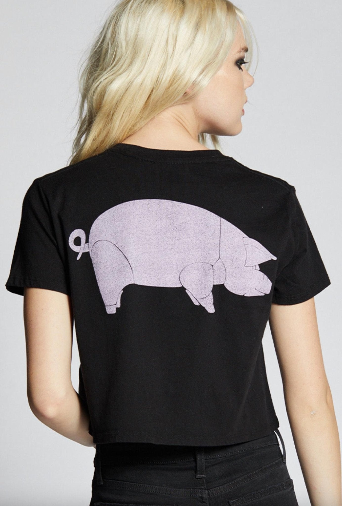 Recycled Karma - Pink Floyd Animals Cropped Tee - black - clothing - cotton