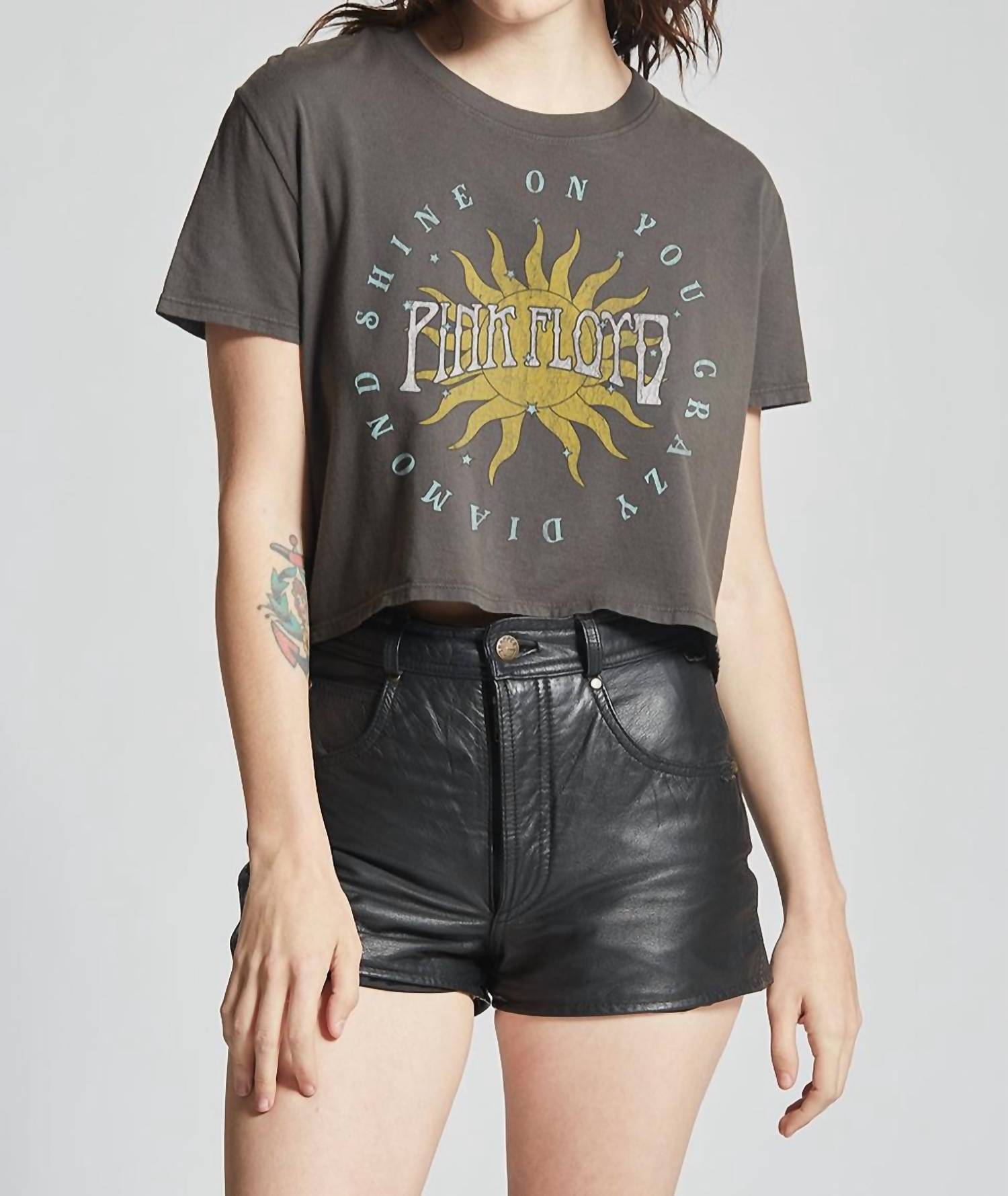 Recycled Karma - Pink Floyd Shine On Cropped Tee - black - clothing - cotton