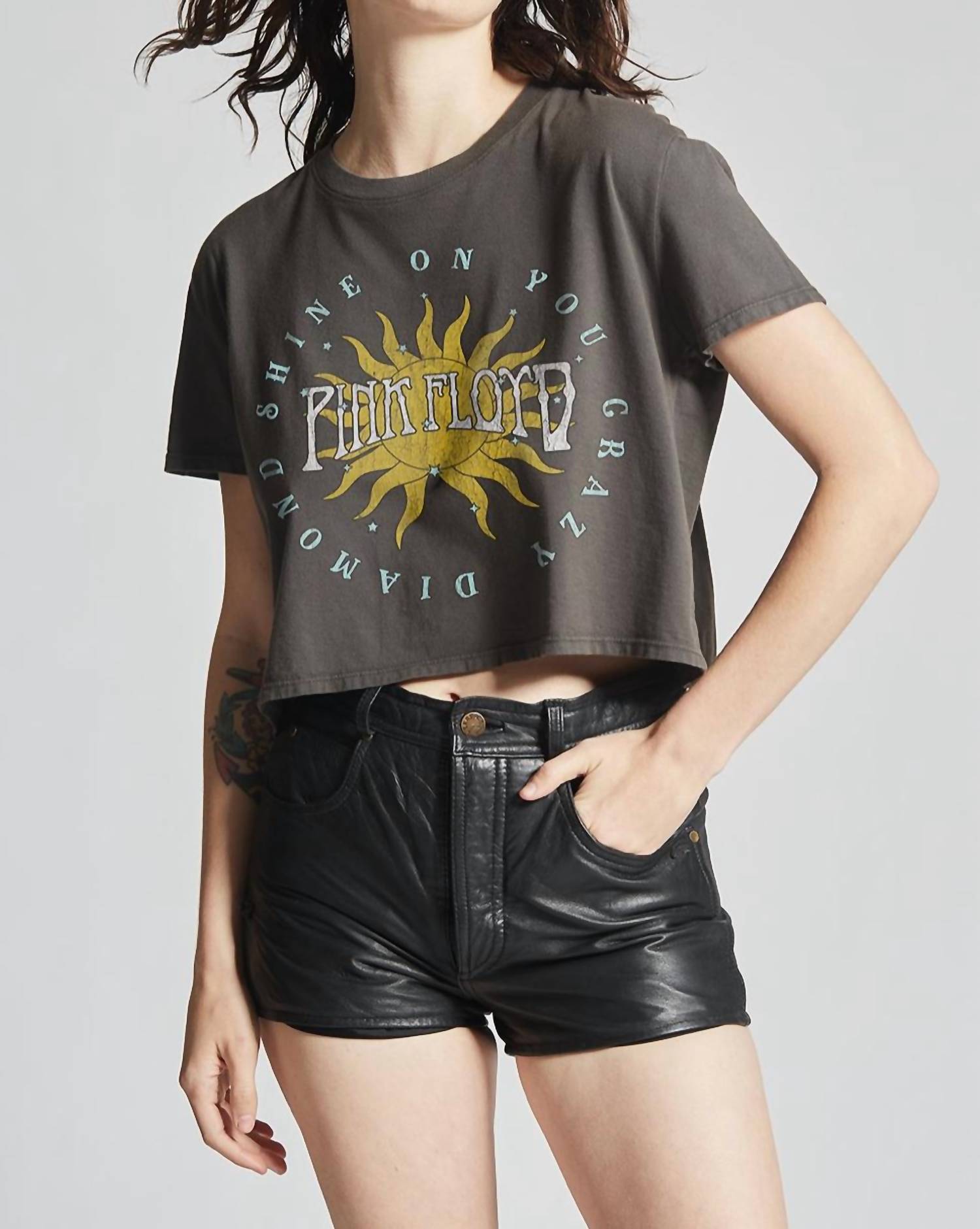 Recycled Karma - Pink Floyd Shine On Cropped Tee - black - clothing - cotton