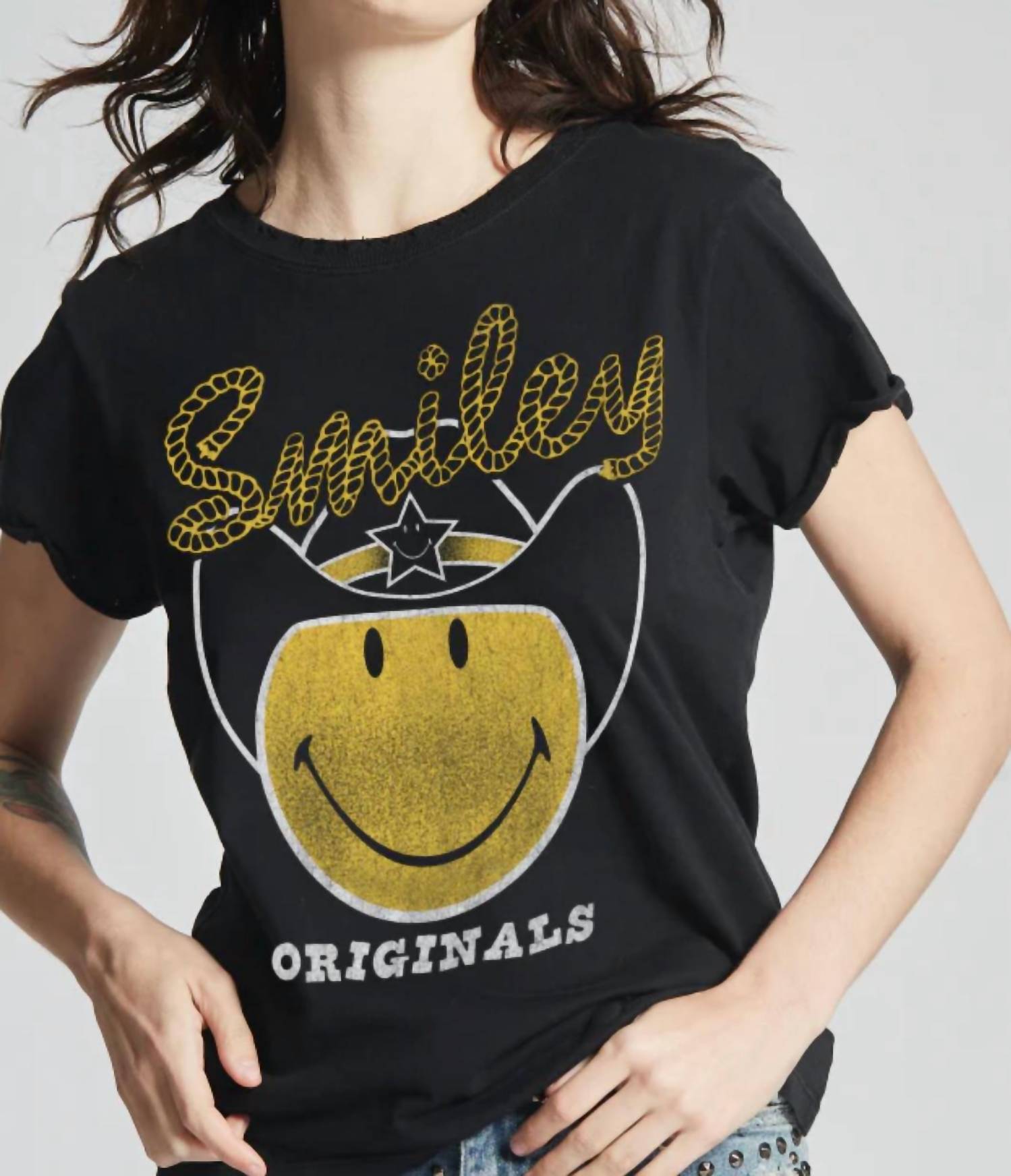 Recycled Karma - Smiley Rodeo Tee - black - clothing - cotton