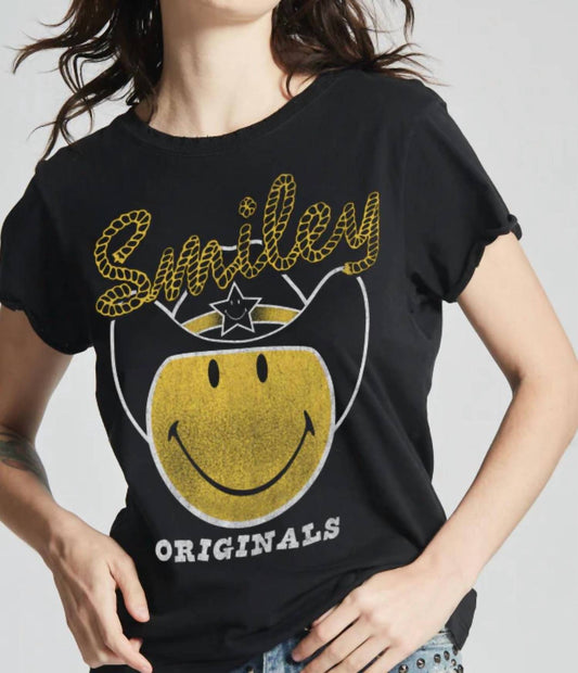 Recycled Karma - Smiley Rodeo Tee - black - clothing - cotton