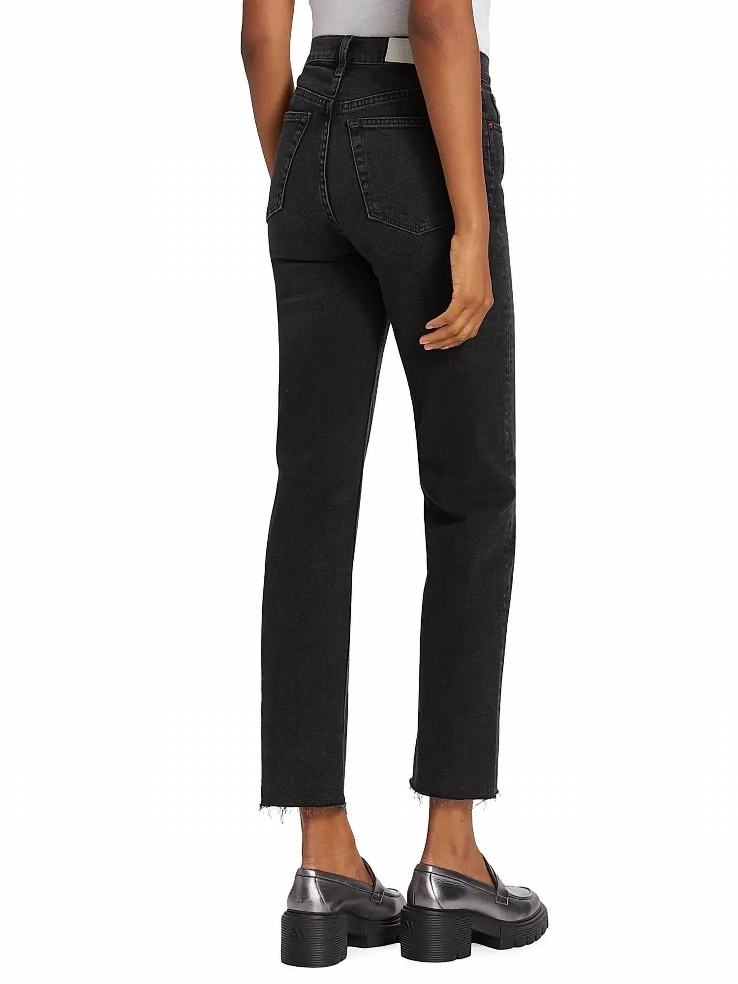 Re/Done - 70s Stove Pipe High - risestretch Crop Jeans - black - clothing - cotton - blend
