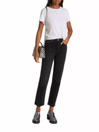 Re/Done - 70s Stove Pipe High - risestretch Crop Jeans - black - clothing - cotton - blend