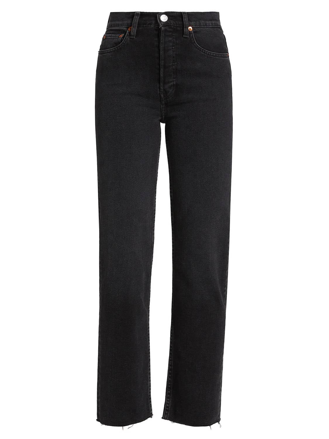 Re/Done - 70s Stove Pipe High - risestretch Crop Jeans - black - clothing - cotton - blend