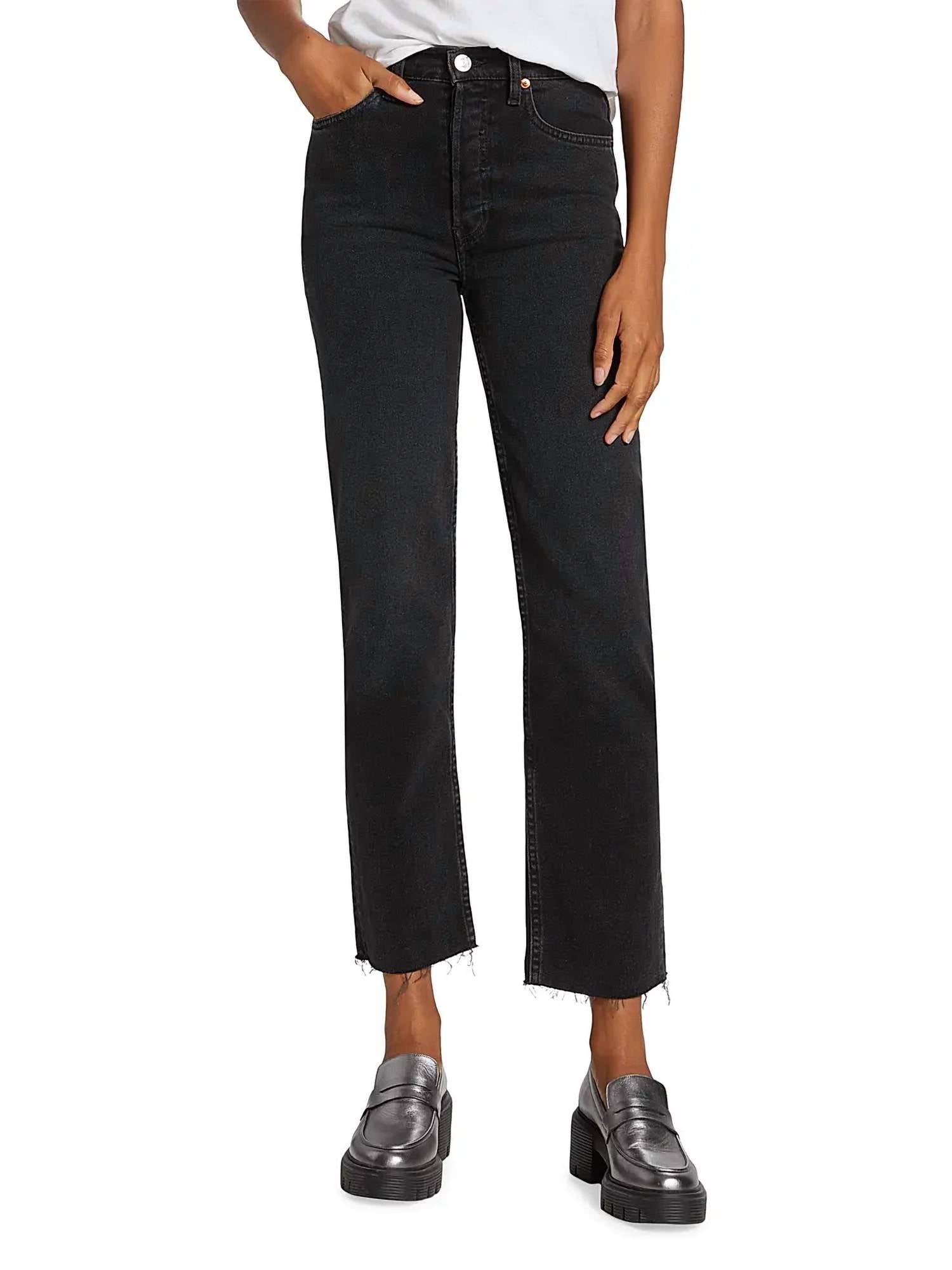 Re/Done - 70s Stove Pipe High - risestretch Crop Jeans - black - clothing - cotton - blend