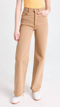 Re/Done - '70s Ultra High Rise Wide Leg Jeans - beige - clothing - cotton - blend