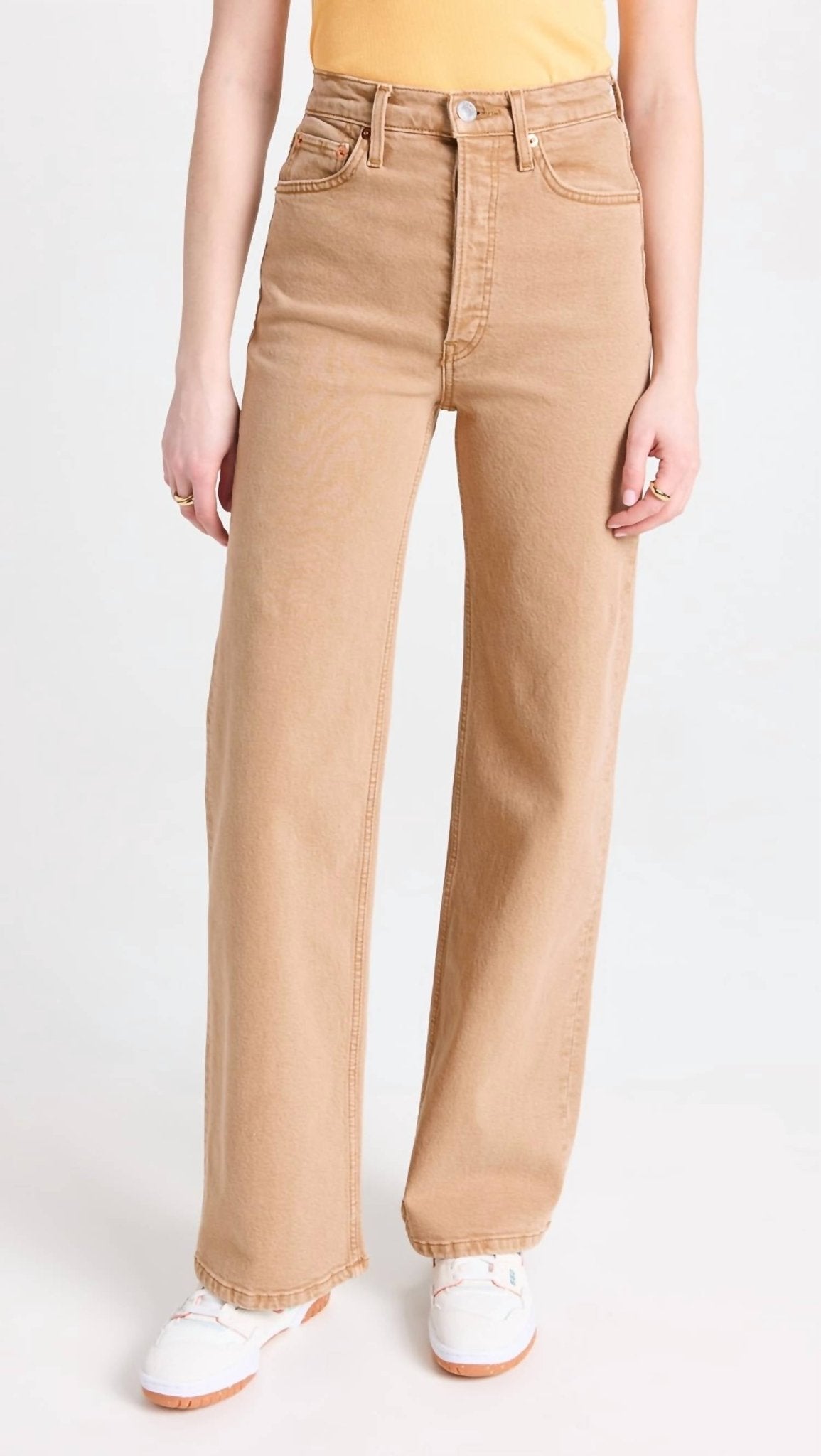 Re/Done - '70s Ultra High Rise Wide Leg Jeans - beige - clothing - cotton - blend