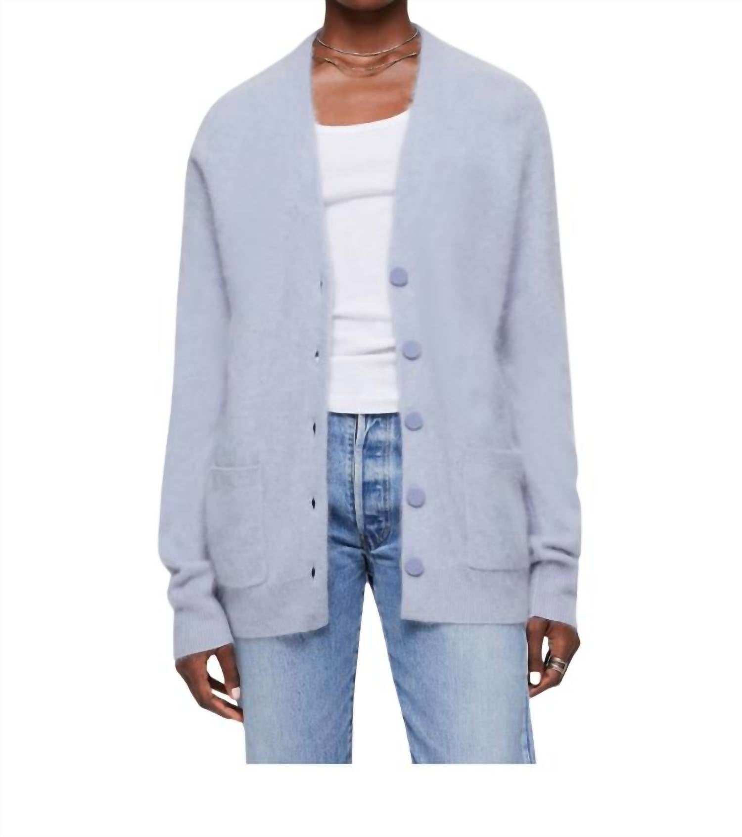 Re/Done - Brushed Cashmere Cardigan - blue - cardigans - clothing