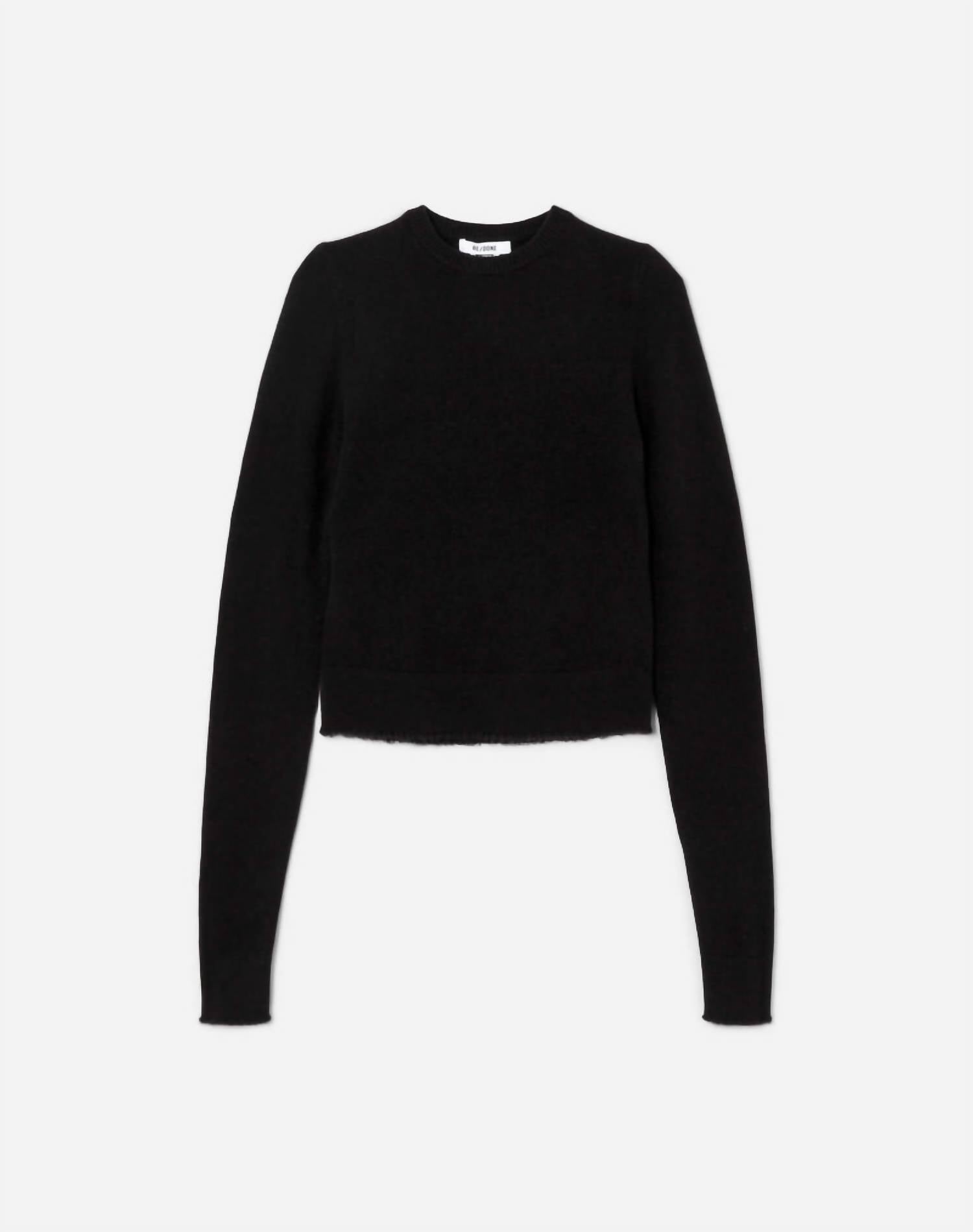 Re/Done - Cashmere Crewneck Long Sleeve Top - black - cashmere - clothing