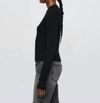 Re/Done - Cashmere Crewneck Long Sleeve Top - black - cashmere - clothing