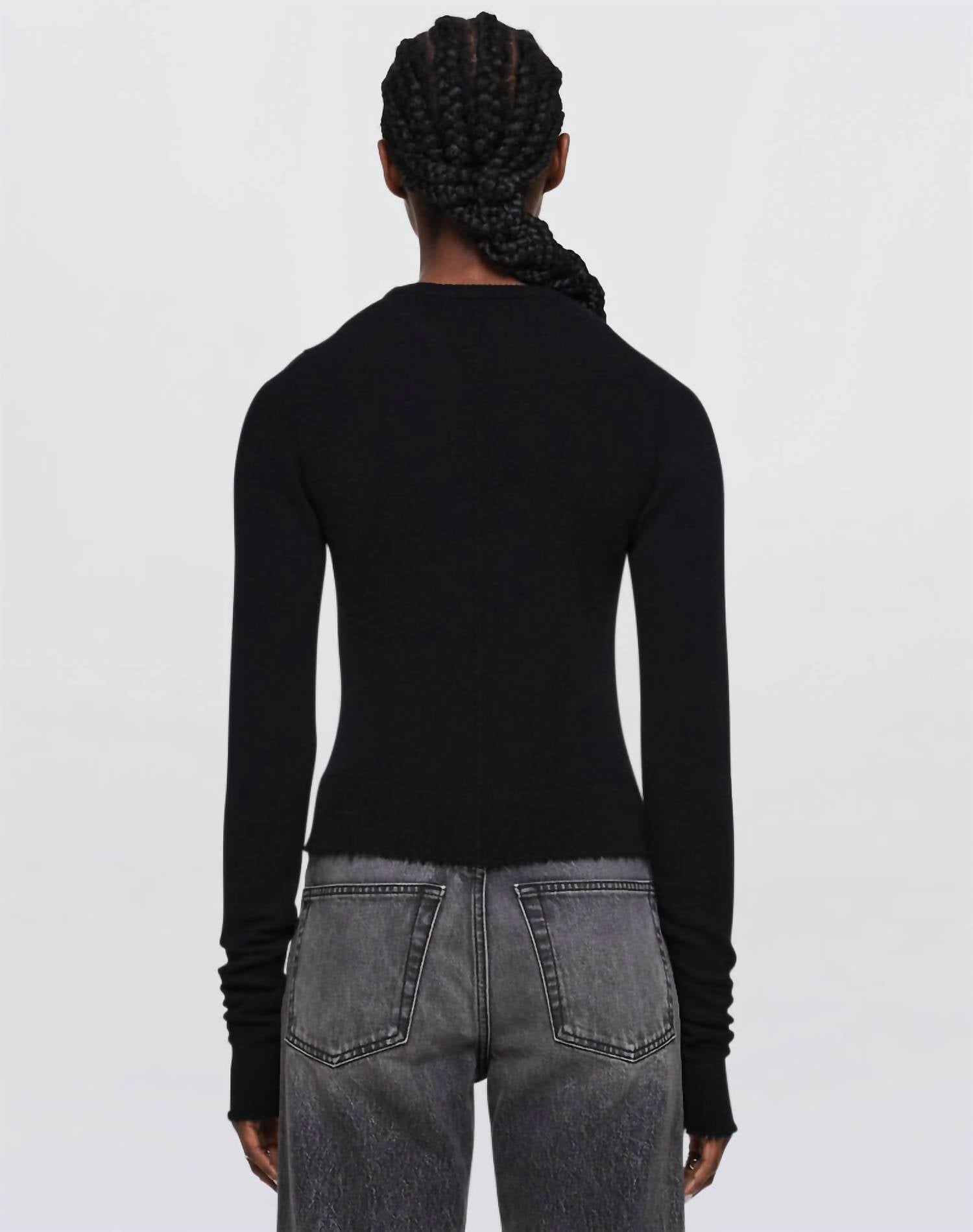 Re/Done - Cashmere Crewneck Long Sleeve Top - black - cashmere - clothing
