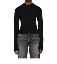 Re/Done - Cashmere Crewneck Long Sleeve Top - black - cashmere - clothing