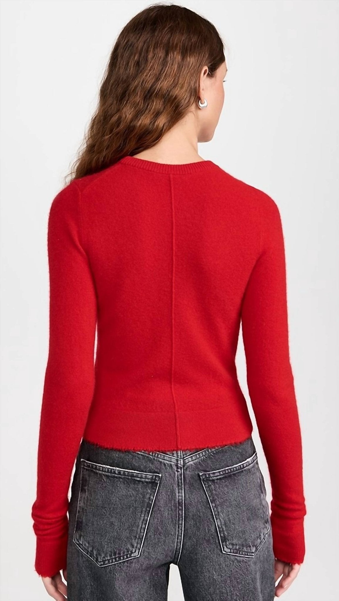 Re/Done - Cashmere Crewneck Long Sleeve Top - cashmere - clothing - red