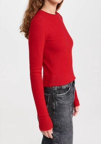 Re/Done - Cashmere Crewneck Long Sleeve Top - cashmere - clothing - red