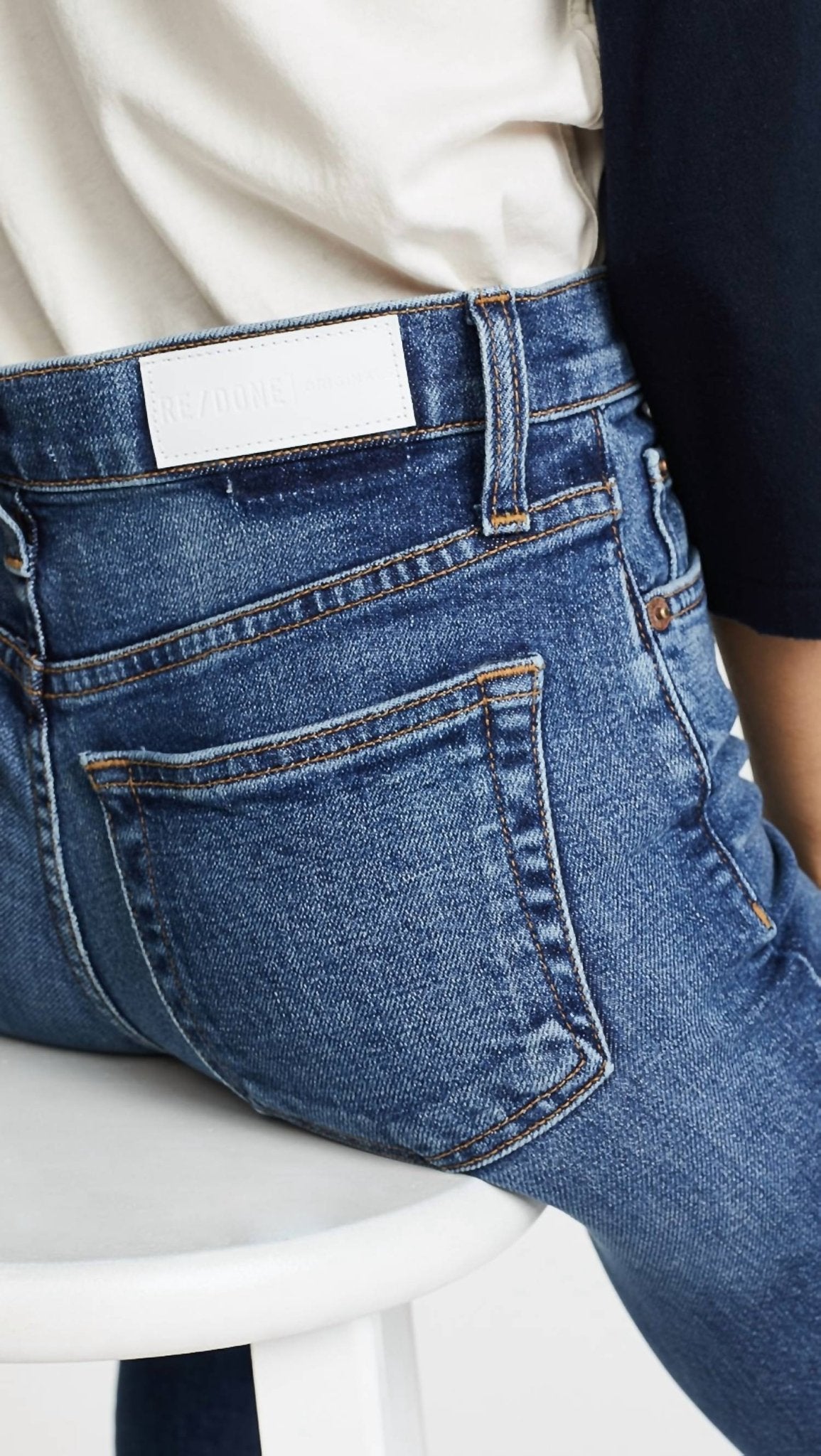 Re/Done - High - rise Comfortable Stretch Cropped Jeans - blue - clothing - cotton - blend