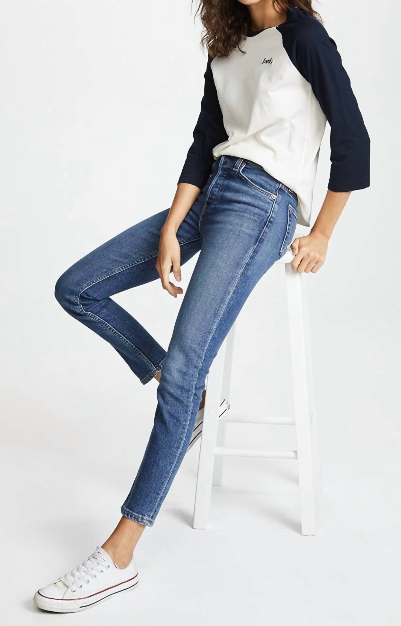 Re/Done - High - rise Comfortable Stretch Cropped Jeans - blue - clothing - cotton - blend