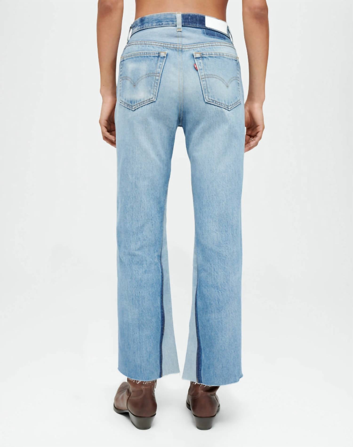 Re/Done - High Rise Wide Leg Crop Jeans - blue - clothing - cotton