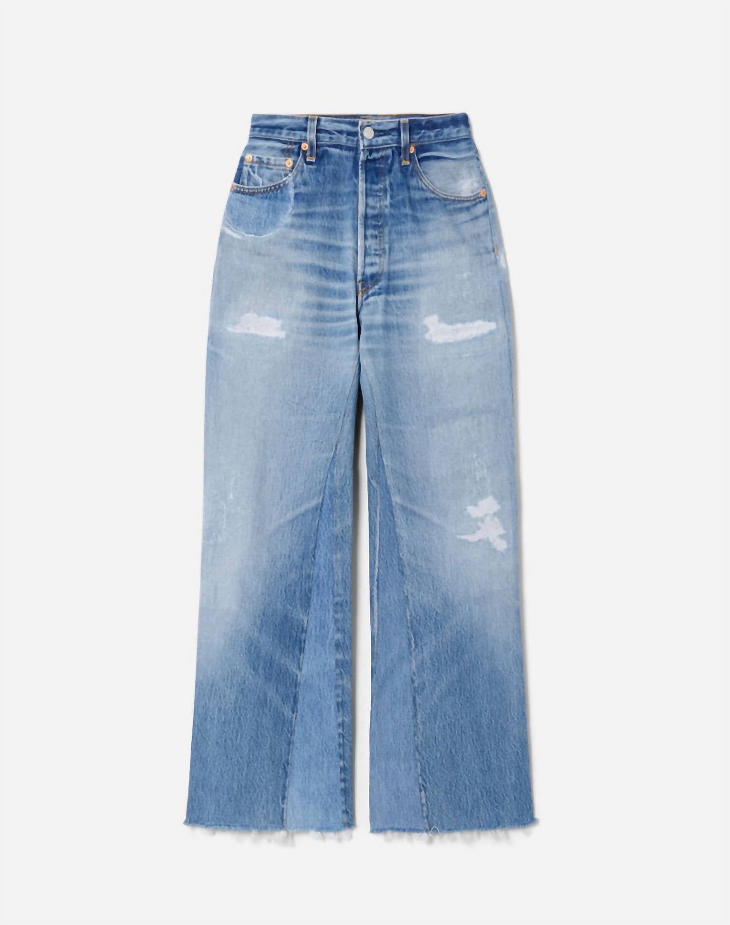Re/Done - High Rise Wide Leg Crop Jeans - blue - clothing - cotton