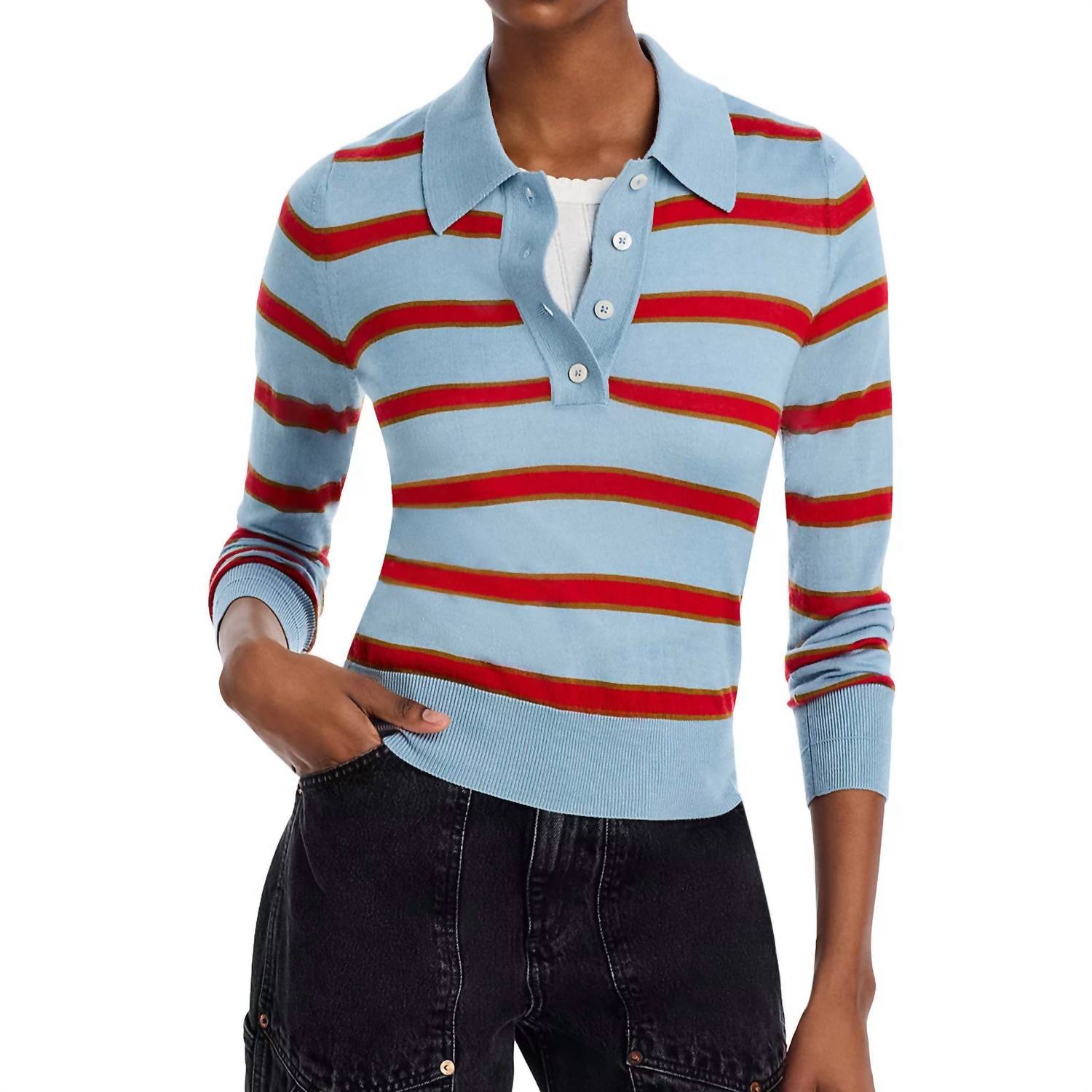 Re/Done - Memphis Long Sleeve Top - blouses - blue - clothing