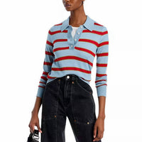 Re/Done - Memphis Long Sleeve Top - blouses - blue - clothing