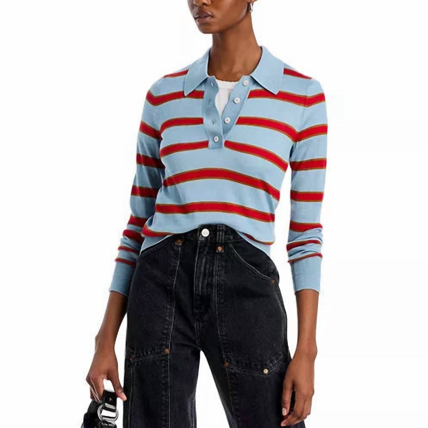 Re/Done - Memphis Long Sleeve Top - blouses - blue - clothing
