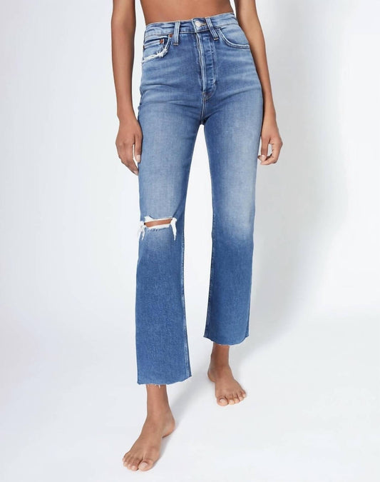 Re/Done - Ultra High Rise Stove Pipe Jeans - blue - clothing - cotton - blend