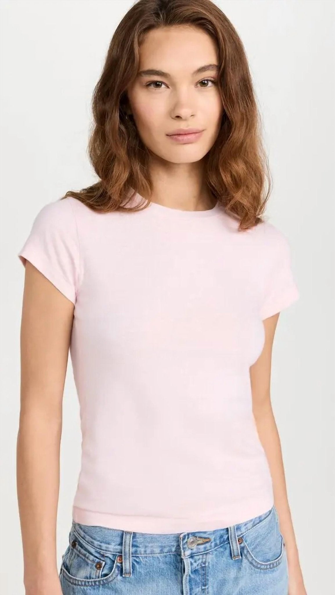 Re/Done - Vintage Slim Short Sleeve Top - clothing - cotton - pink