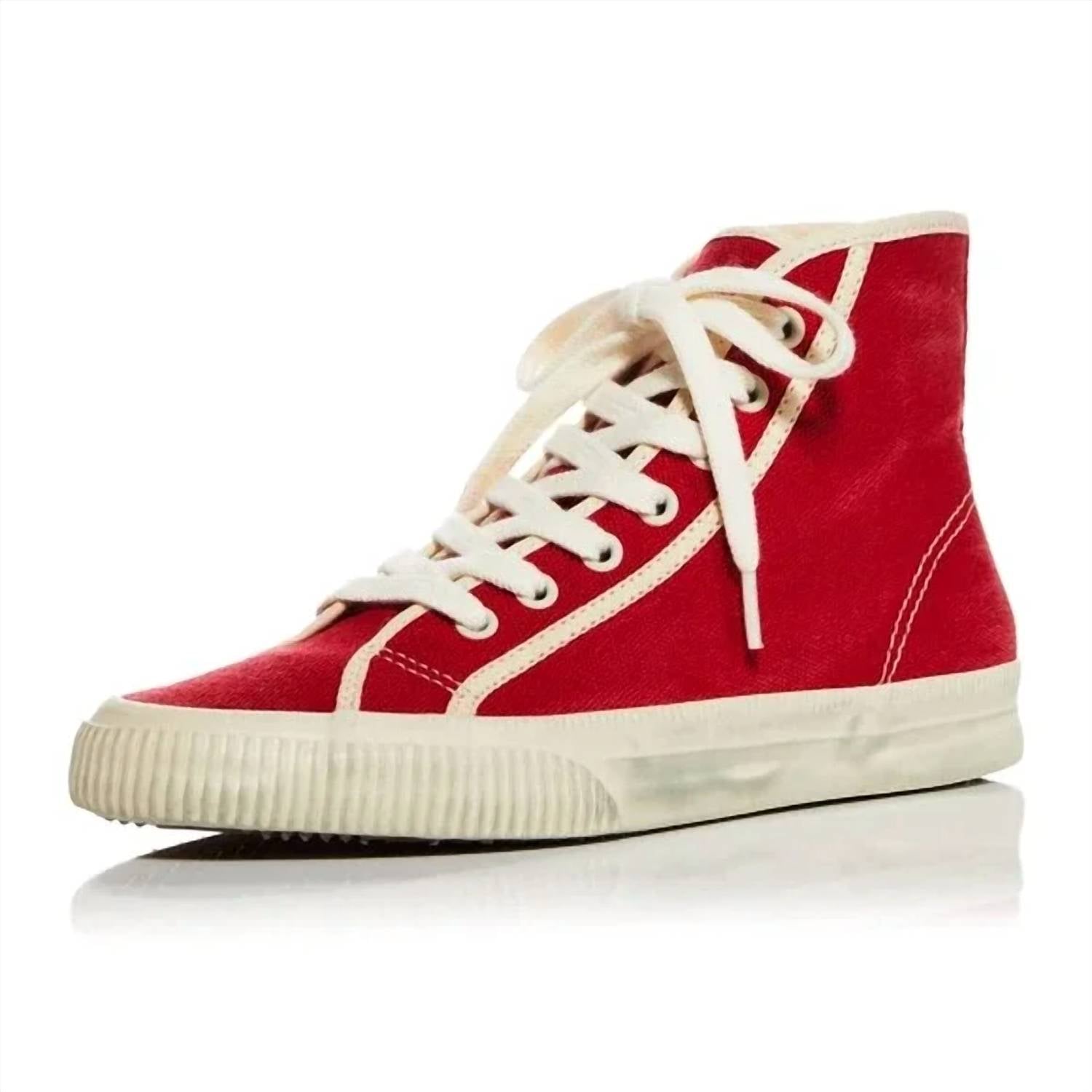 Re/Done - Women's 90's High Top Sneakers - canvas - red - shoes