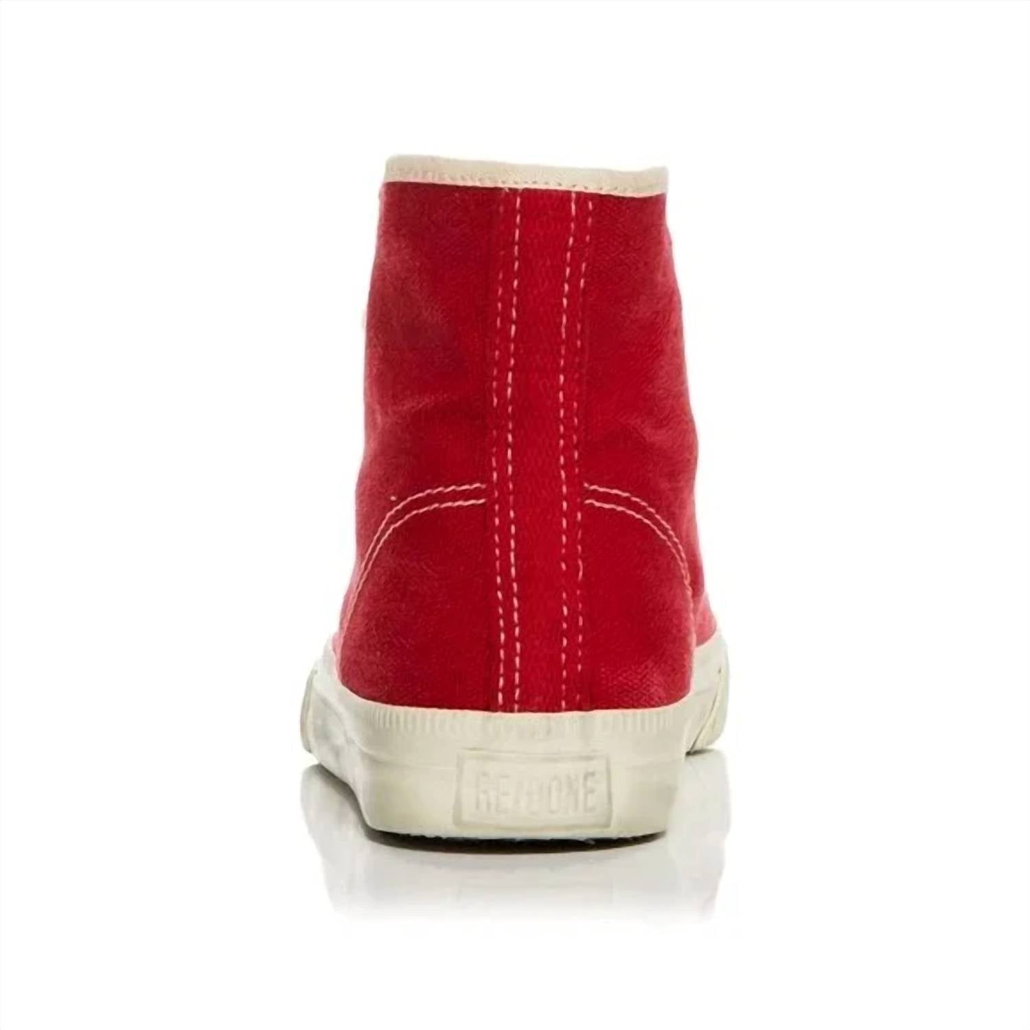 Re/Done - Women's 90's High Top Sneakers - canvas - red - shoes
