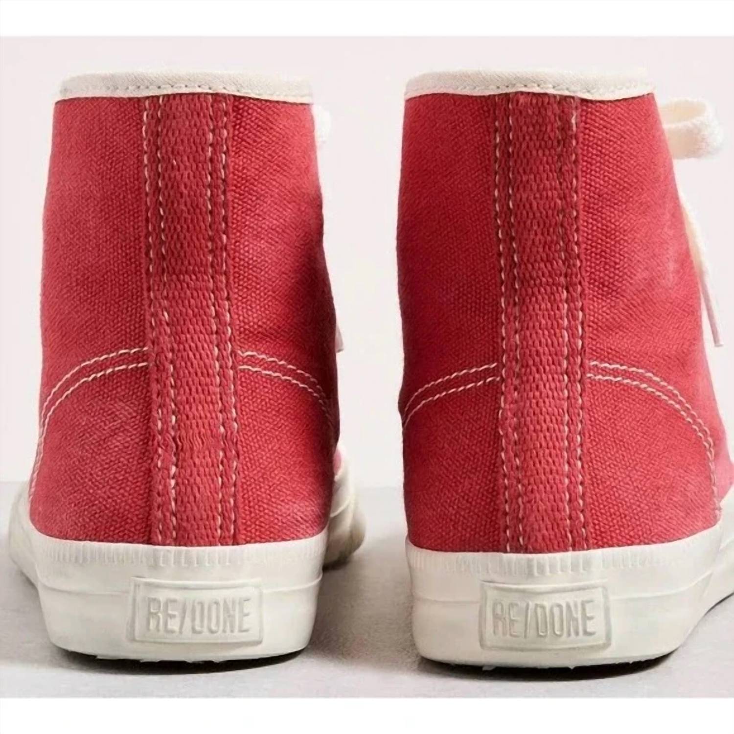 Re/Done - Women's 90's High Top Sneakers - canvas - red - shoes