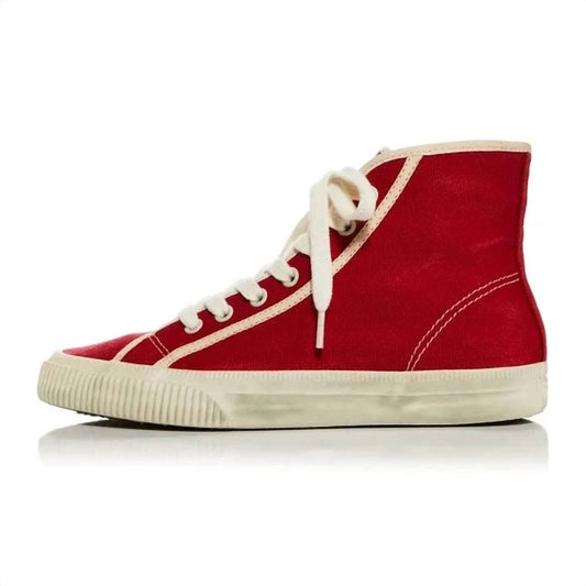 Re/Done - Women's 90's High Top Sneakers - canvas - red - shoes