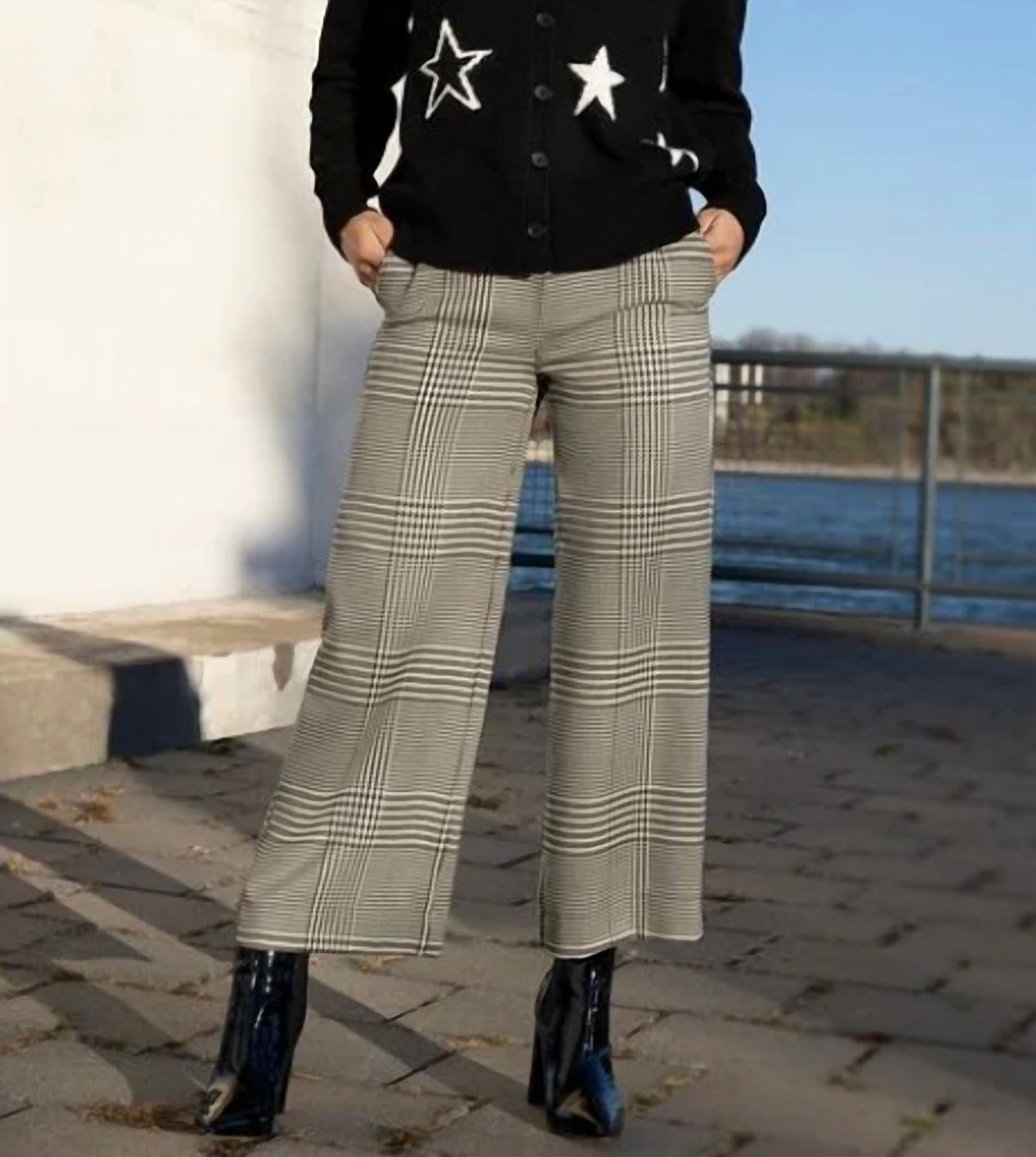 Renuar - Houndstooth Cropped Pant - ankle - black - clothing