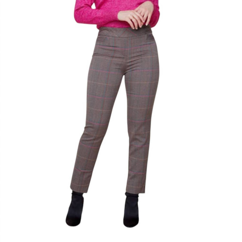 Renuar - Plaid Ankle Pants - brown - clothing - pants