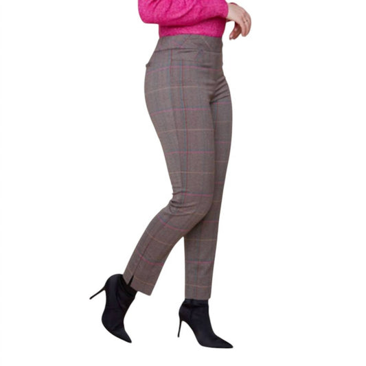 Renuar - Plaid Ankle Pants - brown - clothing - pants