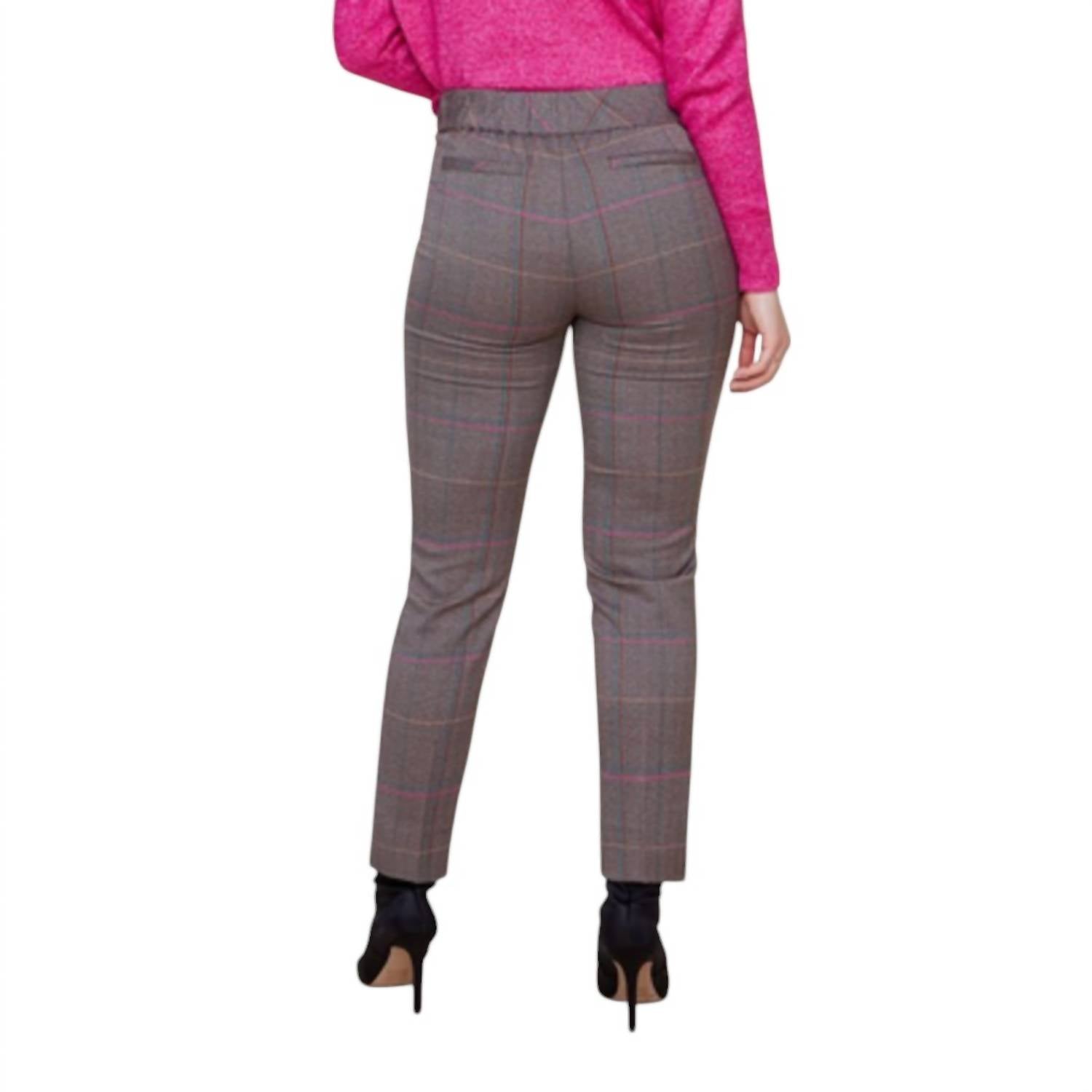 Renuar - Plaid Ankle Pants - brown - clothing - pants