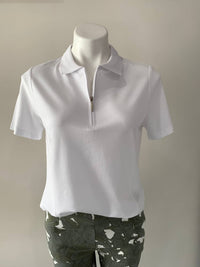 Renuar - Short Sleeve Knit Polo Top - blouses - clothing - cotton - blend